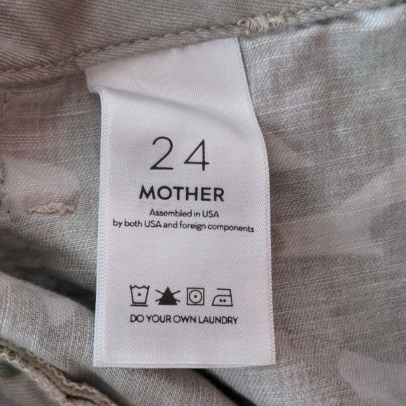 Mother Women's The Shaker Chop Crop Fray Camo Size 24 Desert Print Racer Linen - Picture 7 of 16